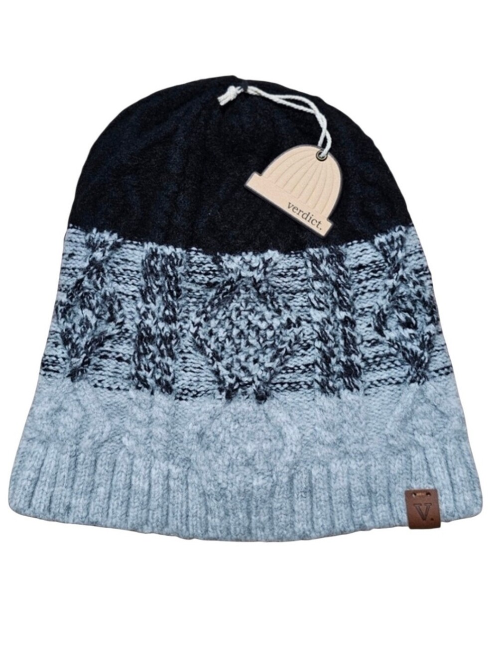 NWT Unisex Verdict Never Just Black or White Gray and Black Knit Beanie